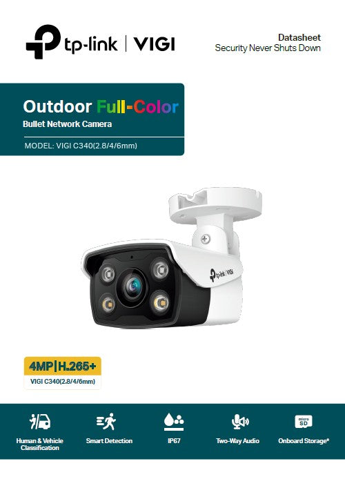 TP-Link VIGI C340 Outdoor Full-Colour Bullet Network Camera